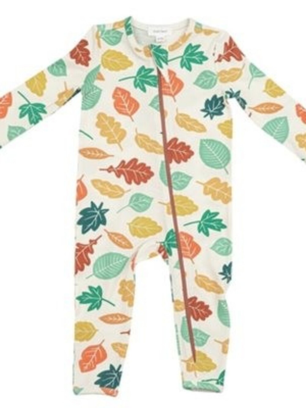 Angel Dear Footless Romper Pajamas with Multicolor Fall Leaf Print Bamboo 6-12m